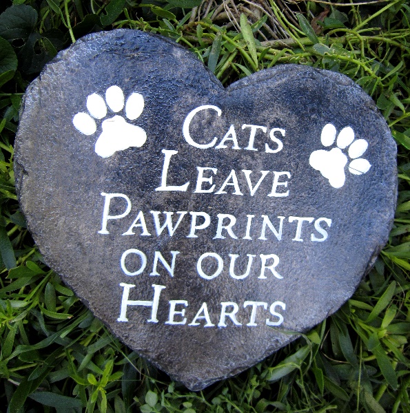 Memorial - Pet Plaque Heart Cats Leaves Paw Prints On Our Hearts - Click Image to Close